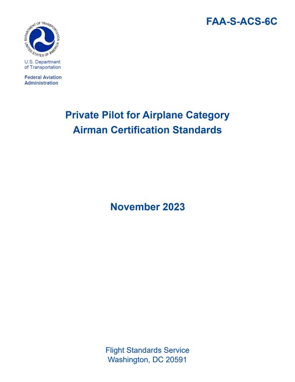 Cover of the FAA Private Pilot Airplane ACS